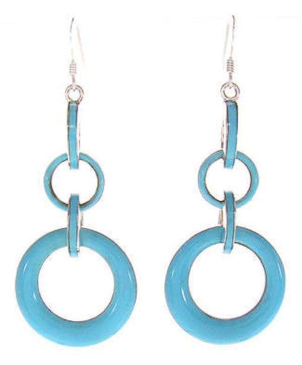 Turquoise Sterling Silver Hook Earrings Southwest Jewelry IS59788